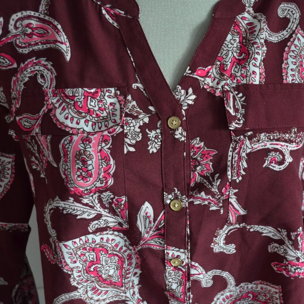 Croft & Barrow Paisley Patterned Blouse Women's Size Petite Large - Picture 4 of 13